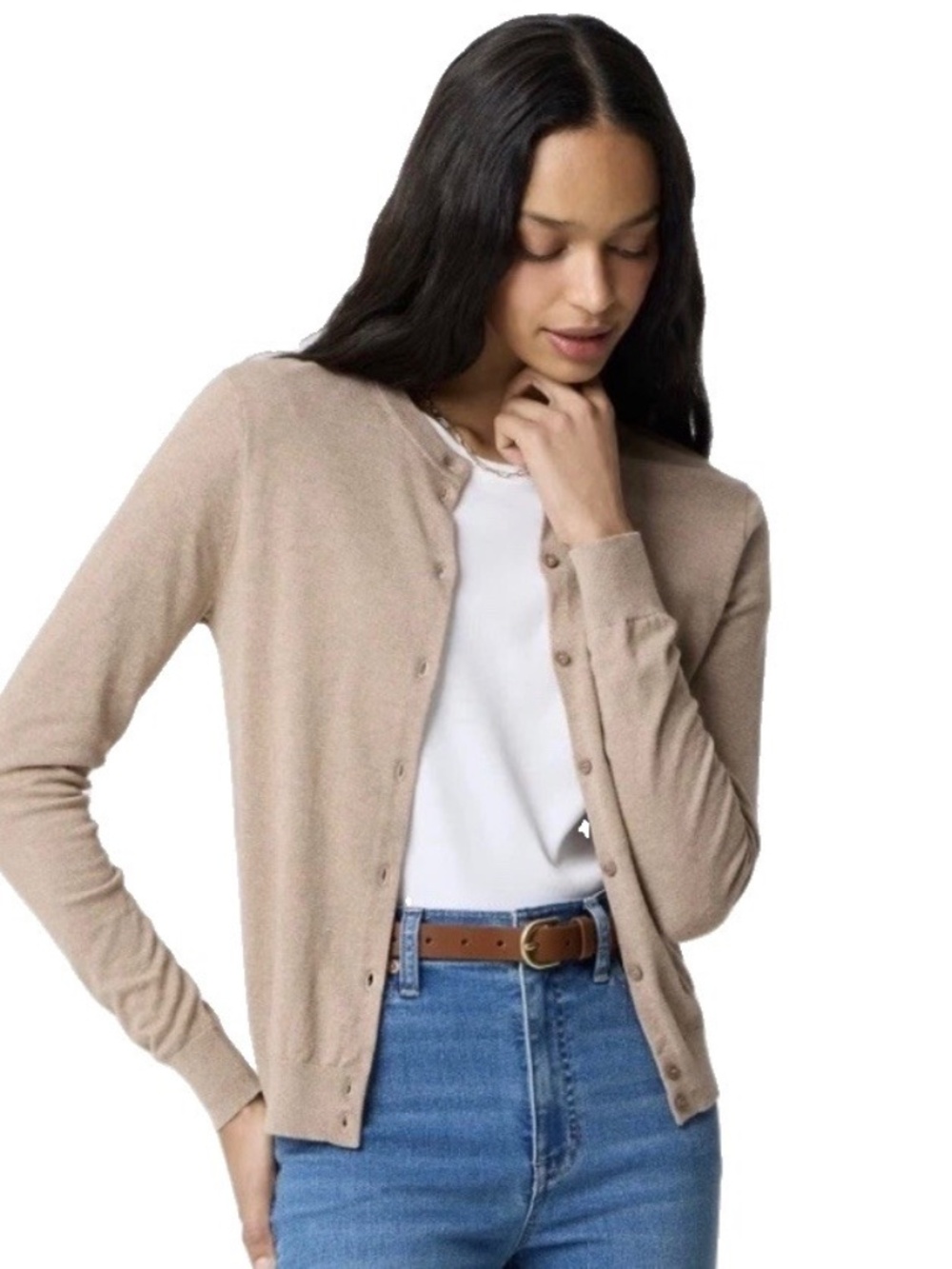 Women’s J. Crew Cotton Cardigan Sweater Large Capsule Heather Mushroom